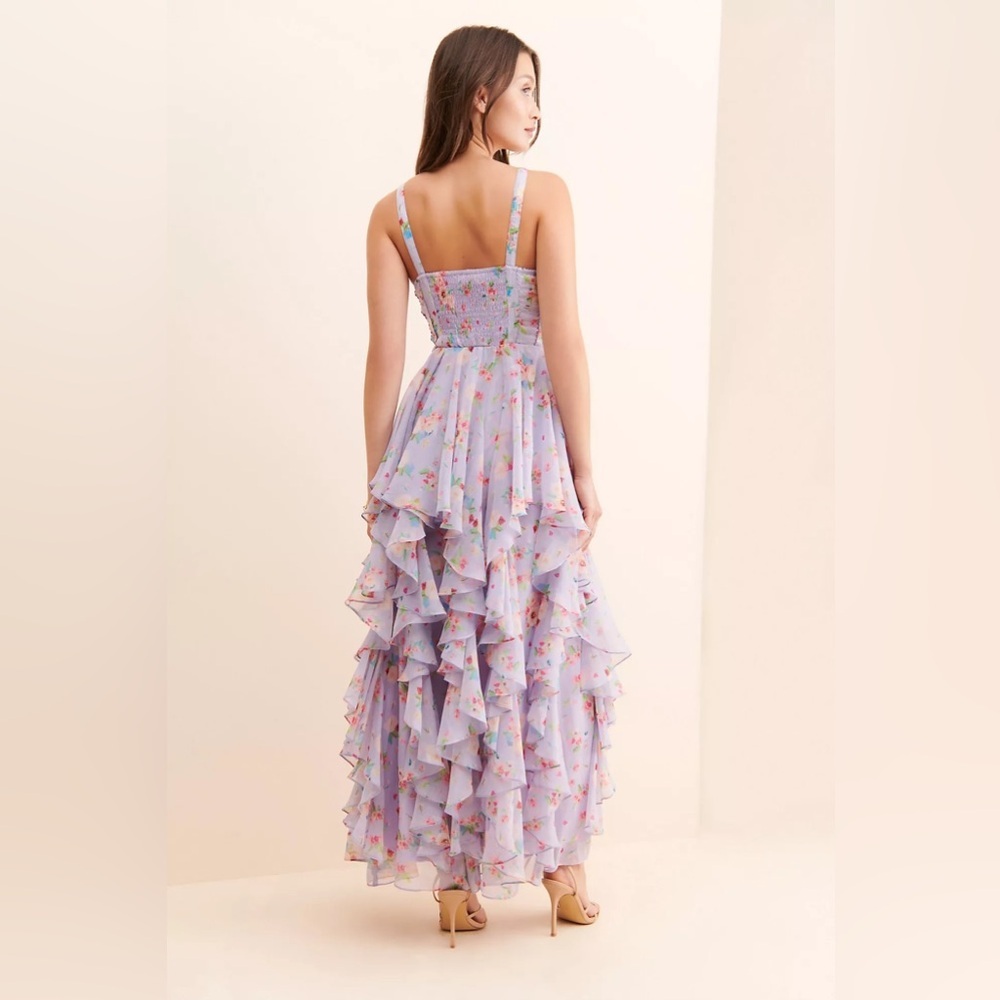 Lavender Floral Ruffle Maxi Dress - Women - Picture 2 of 8